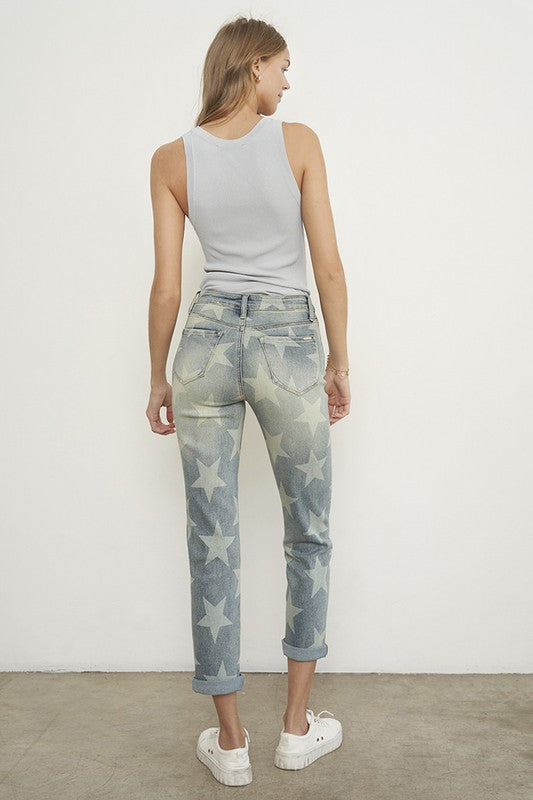 Star Print Girlfriend Jeans