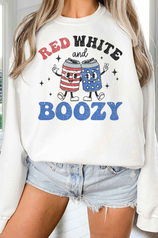 RED WHITE AND BOOZY OVERSIZED SWEATSHIRT