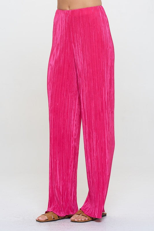 Made in USA Vibrant Plisse Lined Straight Pants