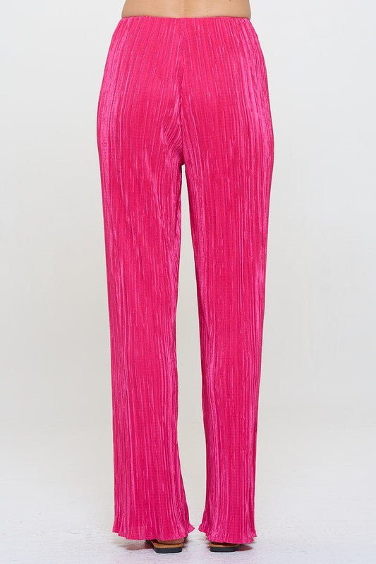 Made in USA Vibrant Plisse Lined Straight Pants