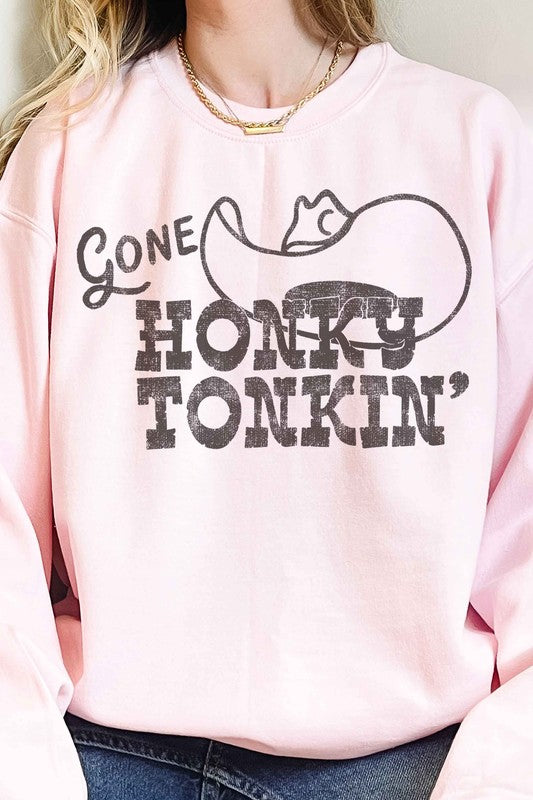 GONE HONKY TONKIN WESTERN OVERSIZED SWEATSHIRT