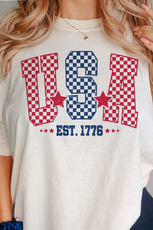 USA CHECKER GRAPHIC TEE