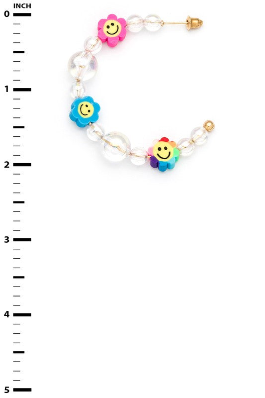 Smiley Flower Bubble Hoop Earrings