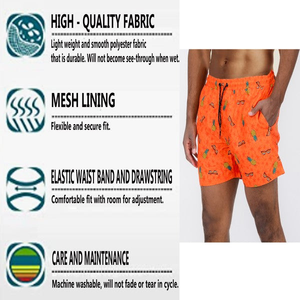 Solid Lined Beach Swim Text Swim Shorts